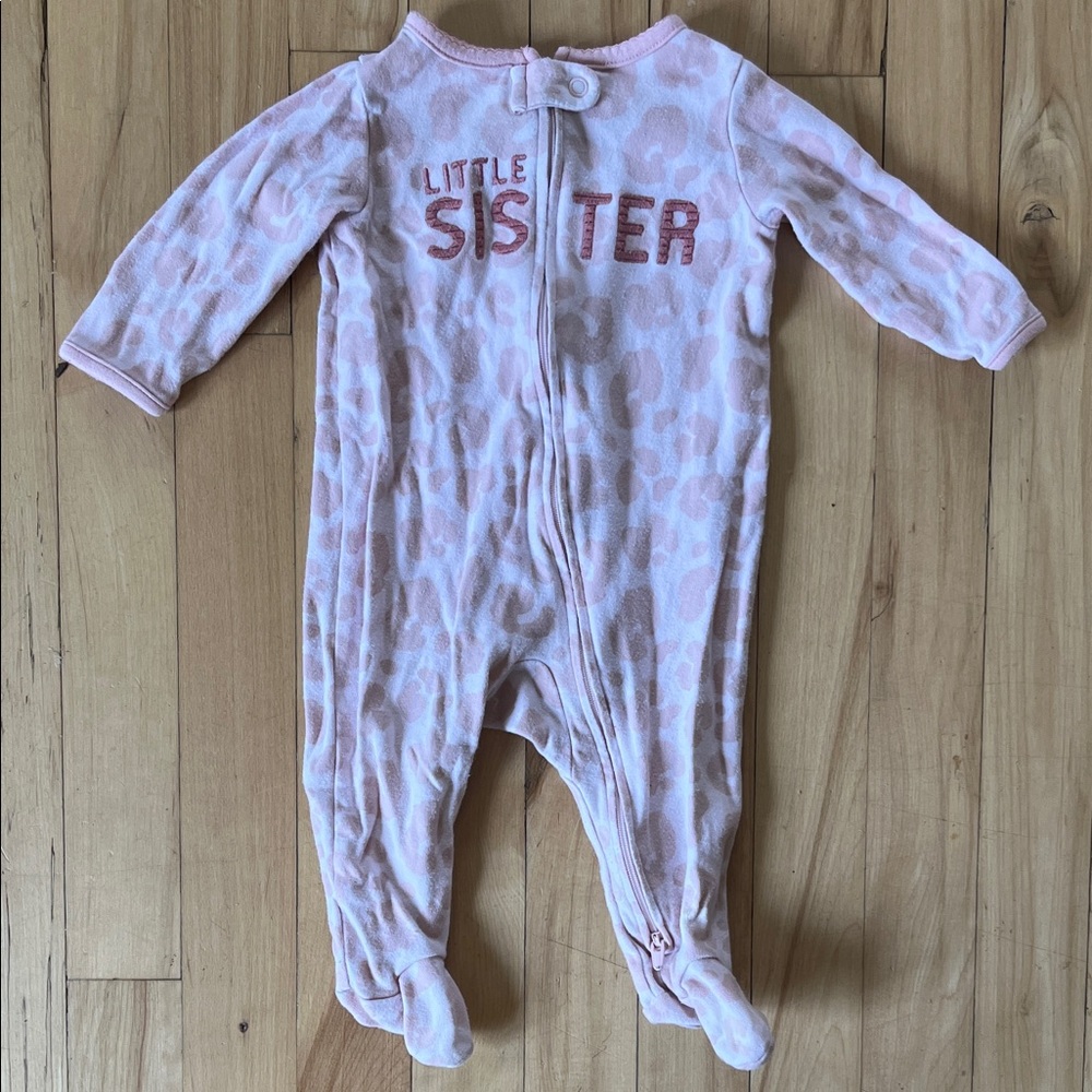 Pink Leopard Print Little Sister Footie